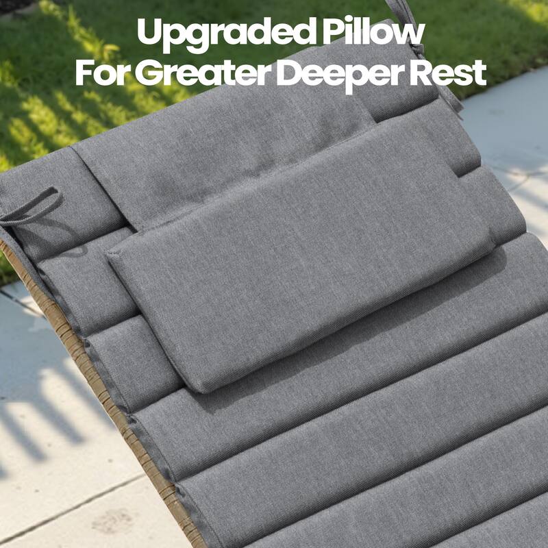 Pellebant Outdoor Chaise Lounge Cushions Patio Lounger Pad with Straps