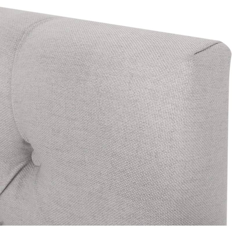 Light Grey Queen Size Upholstered Bed with Button-tufted Headboard