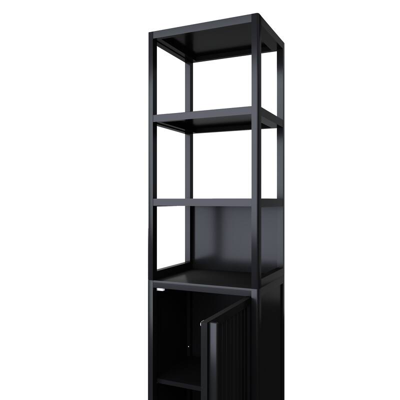 64.76" H Freestanding Bathroom Cabinet with 3 Tier Shelves, Natural Bamboo