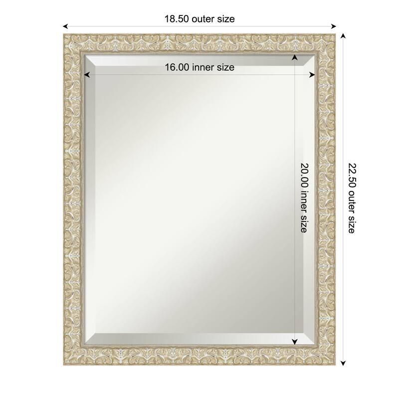 Lila Beveled Wood Framed Bathroom Vanity Wall Mirror - 19 x 23 in - Lila Silver