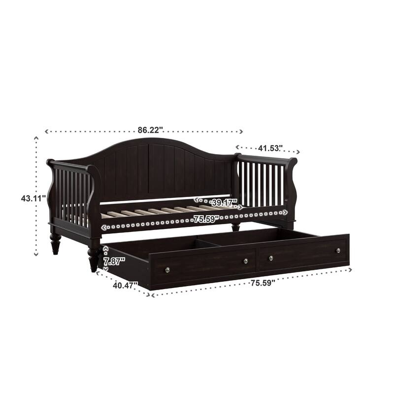 Wallace Traditional Wood Slat Daybed and Trundle by iNSPIRE Q Classic