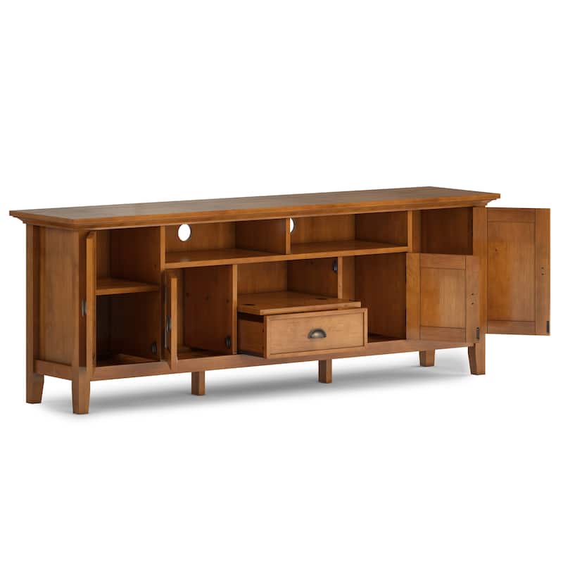 WYNDENHALL Mansfield SOLID WOOD 72 inch Wide Transitional TV Media Stand For TVs up to 80 inches - 72'' W x 16.5'' D x 26'' H