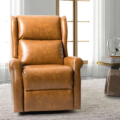 Baksoho Contemporary Leather Swivel Nursery Chair with Metal Base by HULALA HOME