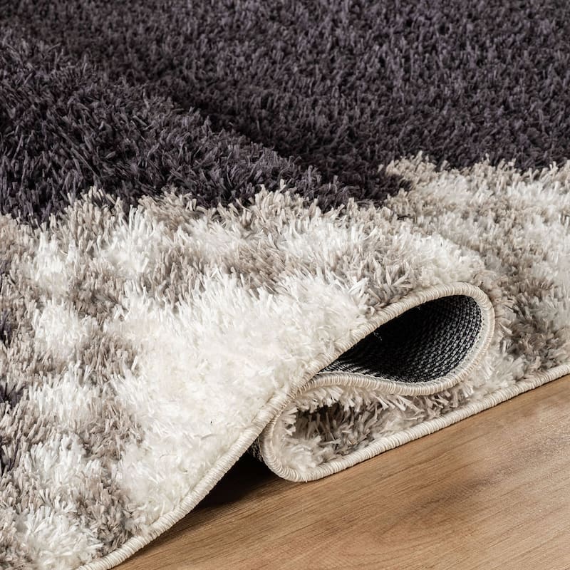Geometric Shag Rug - Soft & Stylish - Anthracite Dark Gray - Medium Pile, Easy to Clean