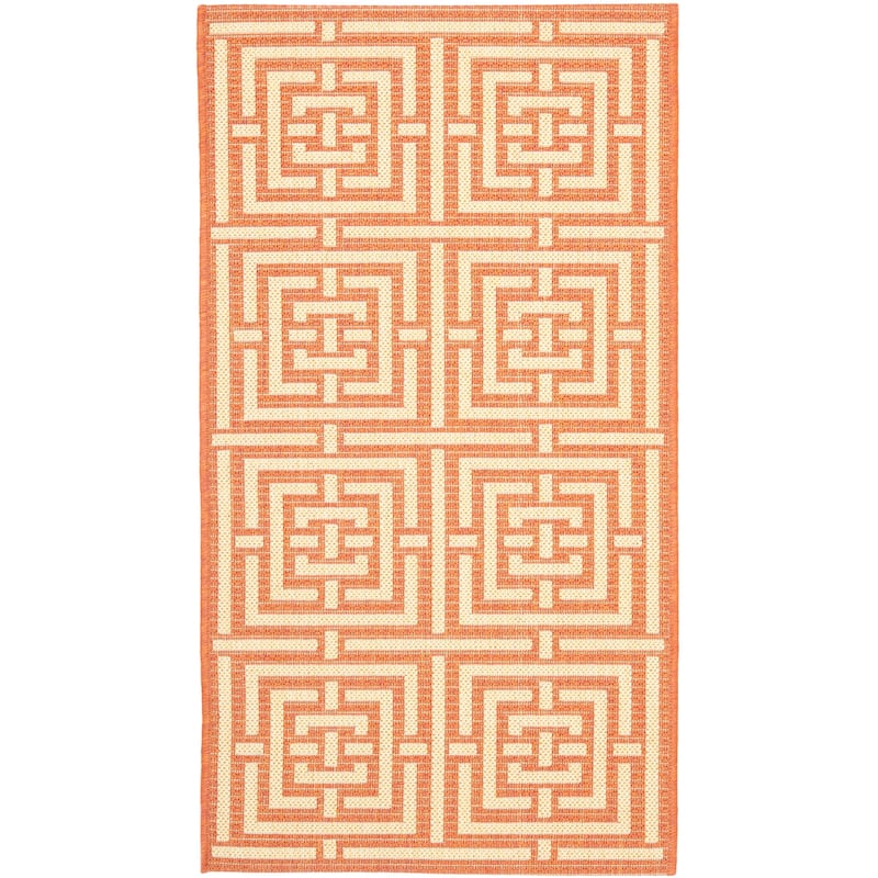 SAFAVIEH Courtyard Ginger Indoor/ Outdoor Waterproof Patio Backyard Rug - 2' x 3'7" - Terracotta/Cream
