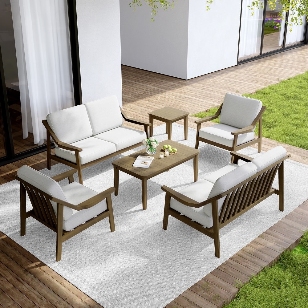 Outdoor Conversation 6 Seater Patio Chat Set with Cushions and Table