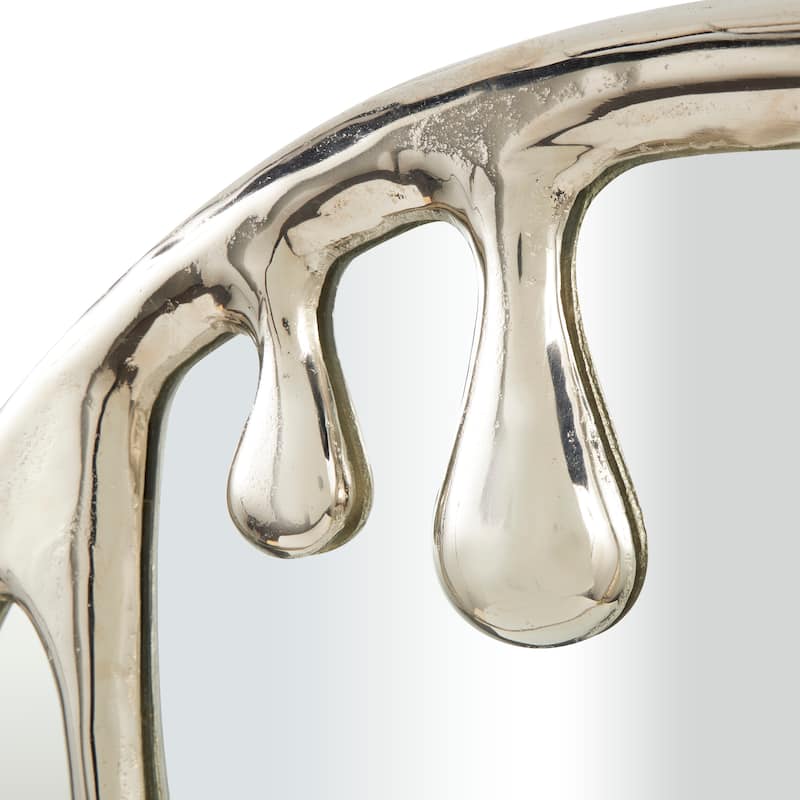 Aluminum Metal Abstract Drip Wall Mirror with Melting Designed Frame Gold or Silver Roche River Decor.