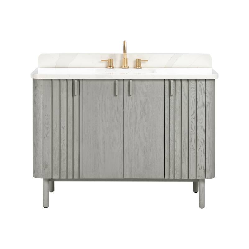 Avanity Blakely 49 in. Vanity Combo in Gray Oak finish with Calacatta Quartz Top