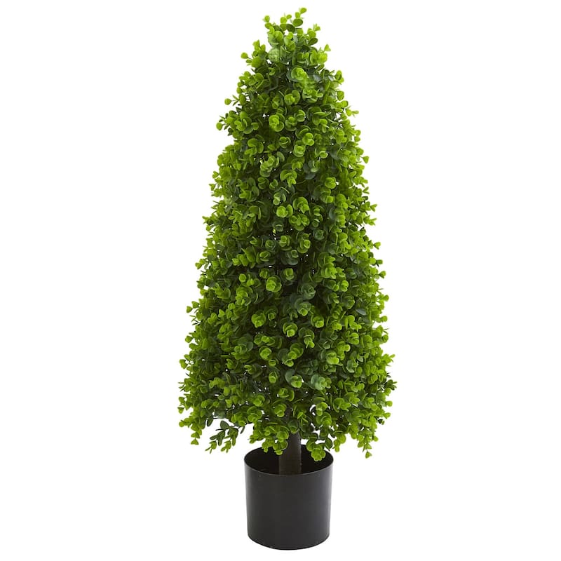 Eucalyptus Topiary Tree 3ft - Artificial Indoor Outdoor Plant Decor - Green