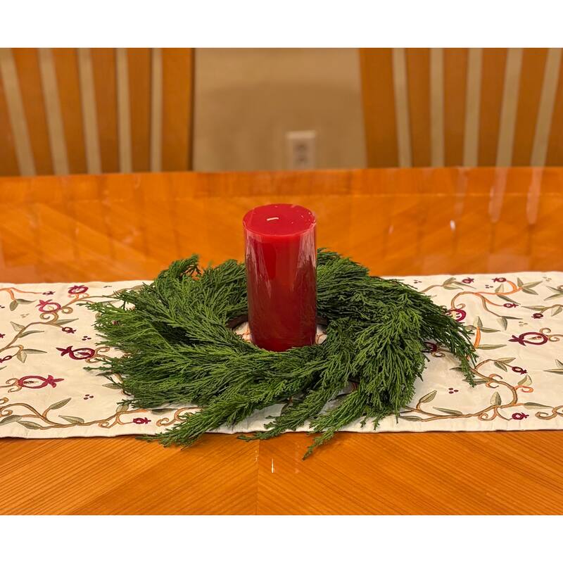 19" Artificial Christmas Cypress Centerpiece Wreath - 19