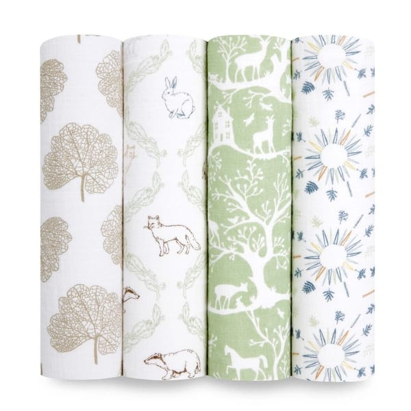 slide 2 of 5, aden + anais essentials cotton muslin swaddle blanket 4 pack harmony