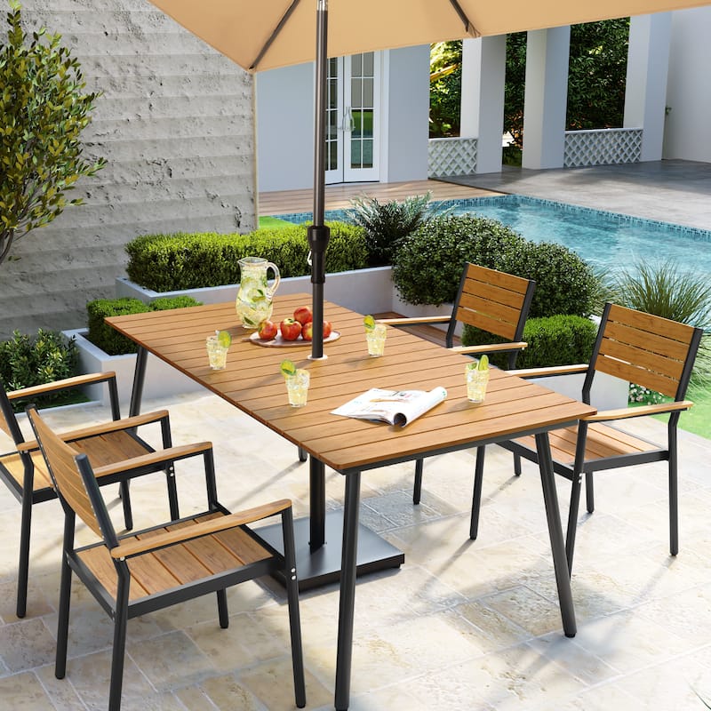 Pellebant Outdoor Aluminum Rectangular Dining Table