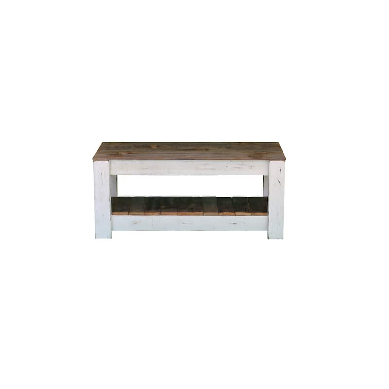 Combo Coffee Table with Shelf - white base