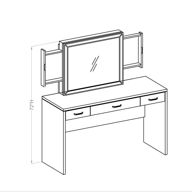 Roseanne Glam Luminous White 3-Drawer LED Wooden Vanity Set with USB by Furniture of America