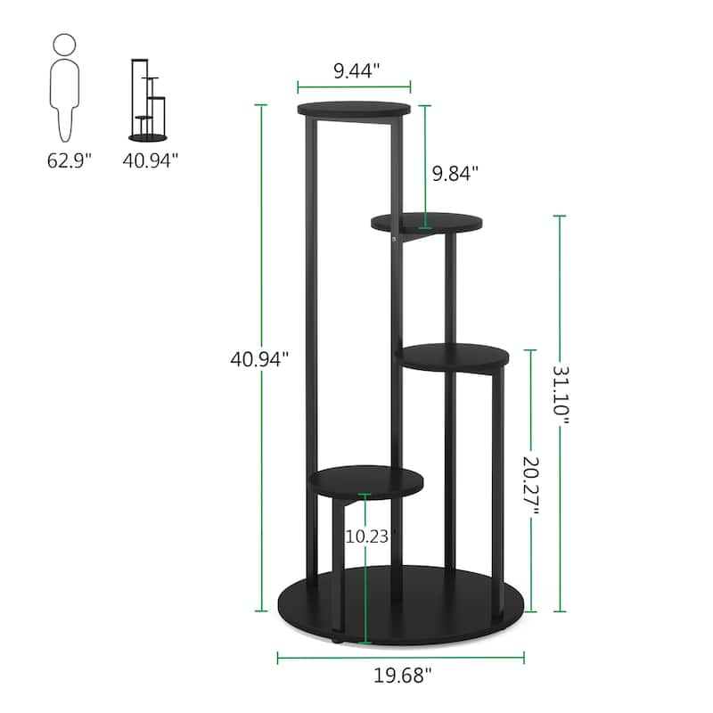 4-Tier Plant Stand Indoor for Balcony, Wood Plant Flower Shelf Holders