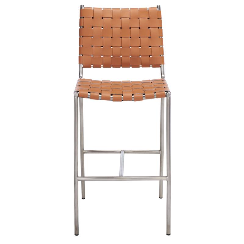 SAFAVIEH Tapati Woven Counter Stool - 20" W x 22" D x 40" H - 18Wx22Dx40H - Cognac/Silver