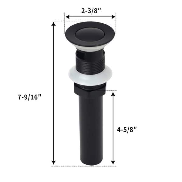 dimension image slide 3 of 4, Pop-up Bathroom Sink Drain With Overflow