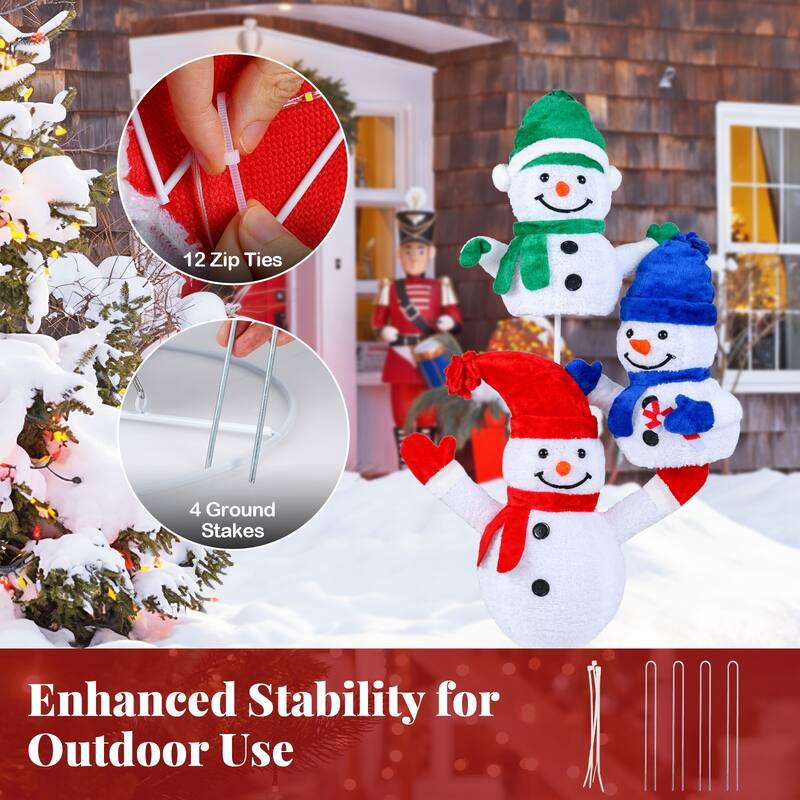 Gymax 5 FT Stacked Snowman Lighted Christmas Decoration w/110 LED