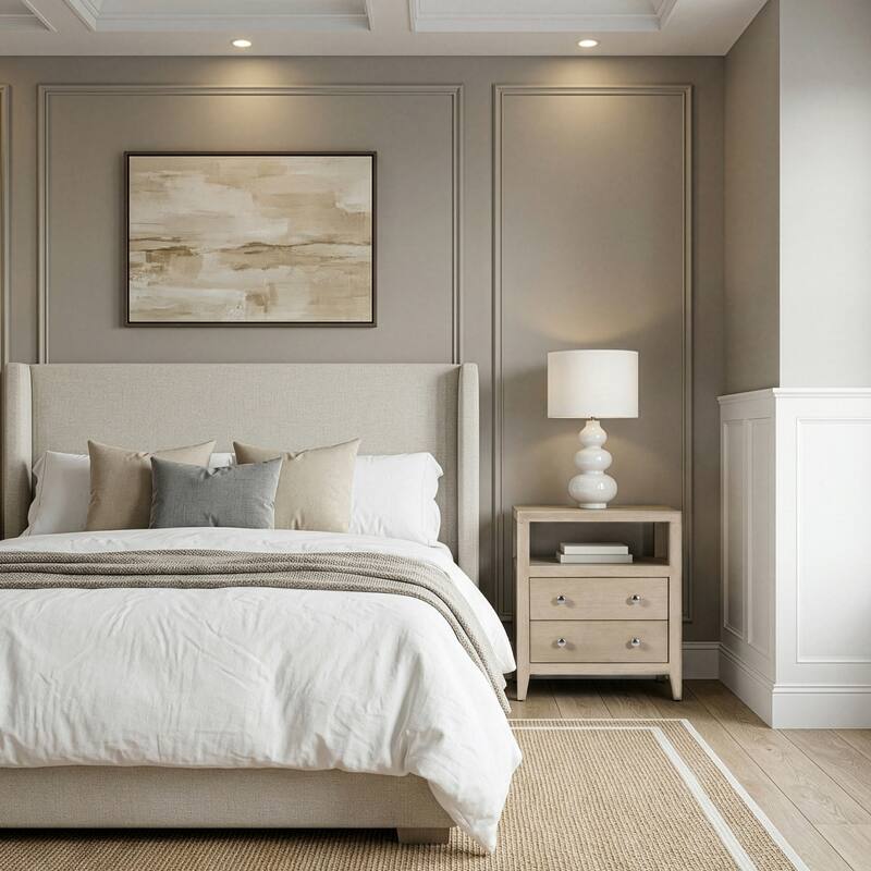 Dana 21 in. W Rectangular Wood 2 Drawer Narrow Nightstand with Top Open Shelf - Antique Taupe