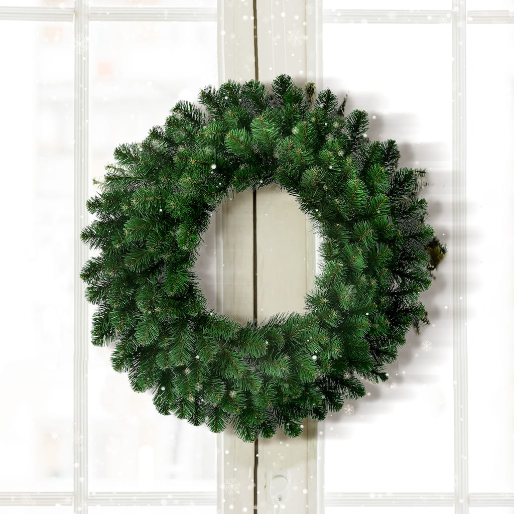 Pre-lit Deluxe Oregon Fir Wreath 30" - Natural Green