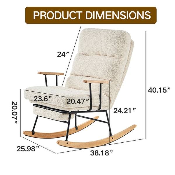 dimension image slide 1 of 3, Modern Teddy Gliding Rocking Chair for Nursery, Living Room, Bedroom