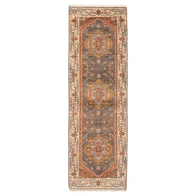 ECARPETGALLERY Hand-knotted Serapi Heritage Grey Wool Rug - 2'4 x 7'9