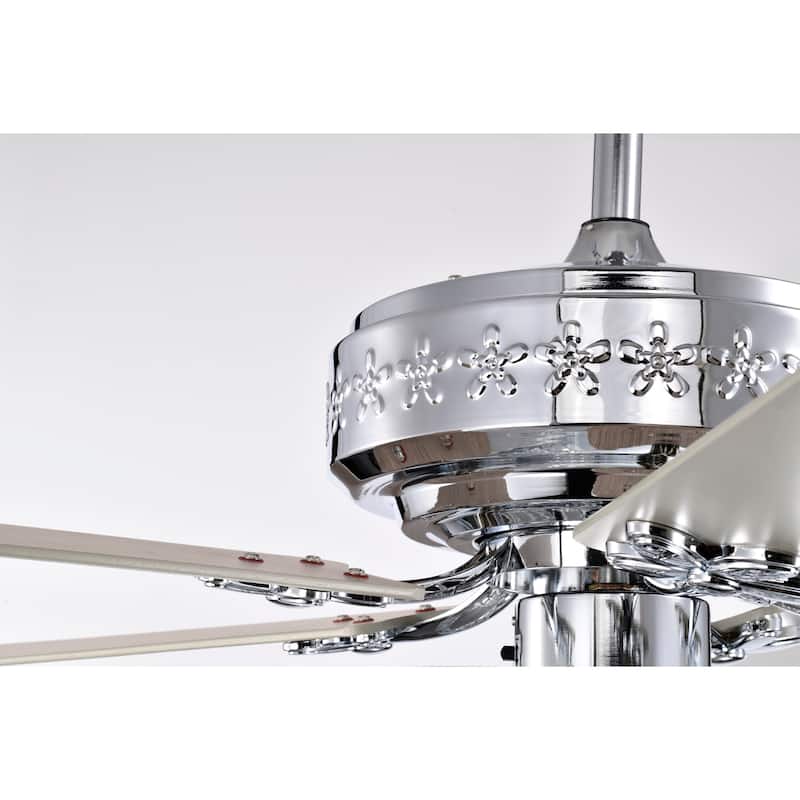 Santana 52 Inch Chrome Polished Finish Mid-Century style Ceiling Crystal Fan with Remote