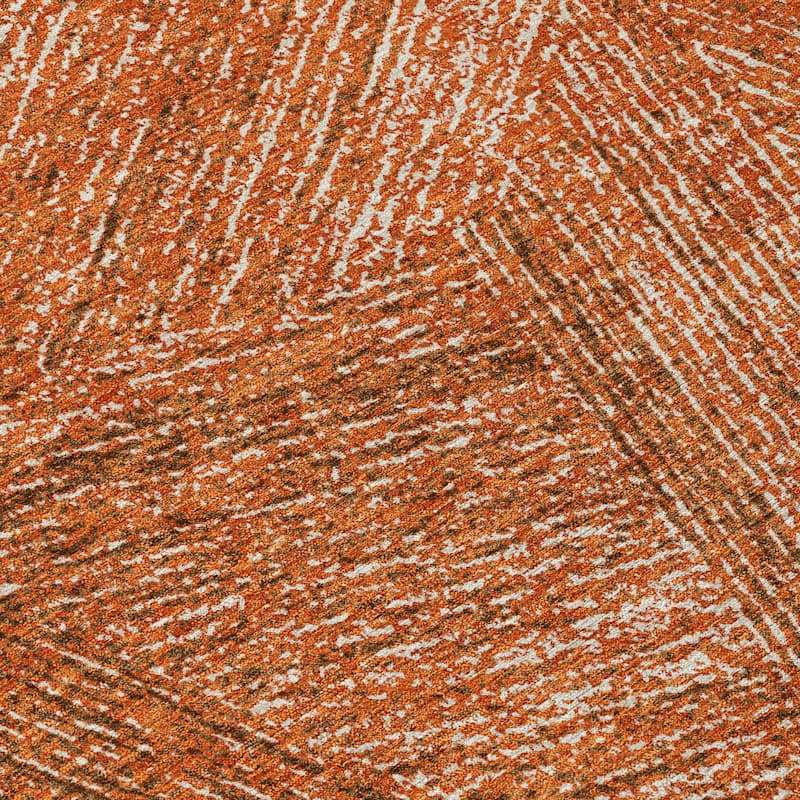 Machine Washable Indoor/ Outdoor Solid Geo Chantille Rug