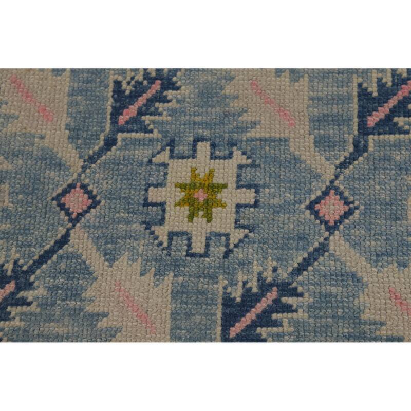 Hand Knotted Oriental 100% Wool Carpet Transitional All-Over Navy Blue & Blues Oushak Area Rug - 10' 10'' X 8' 2''