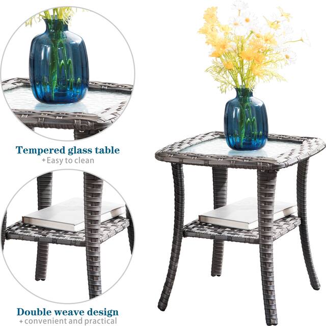 OVIOS 6-piece Rattan Wicker Patio Furniture Set Swivel Rocking Chair Set