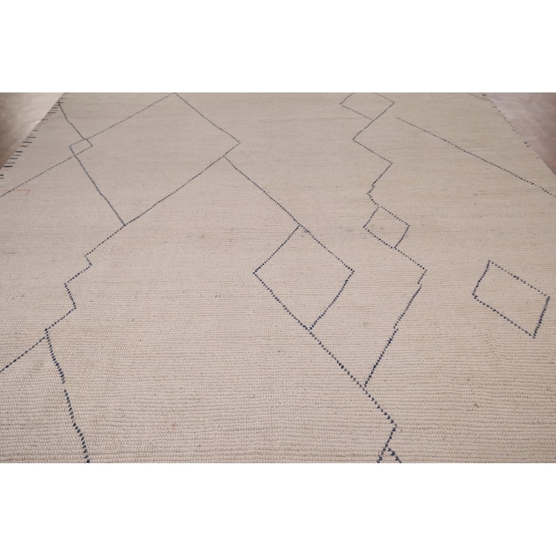 Earth Tone Moroccan Area Rug Handmade Beihe Wool Carpet - 8'9" x 12'9"