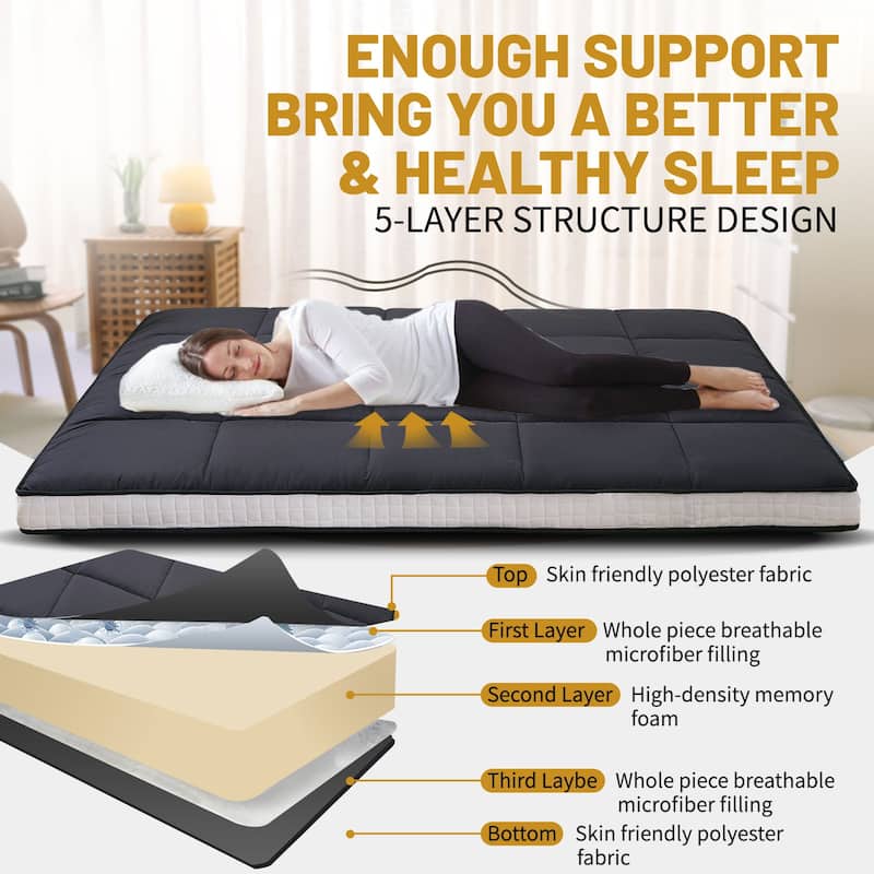 DoCred Roll Up Floor Japanese Mattress Futon with storage bag