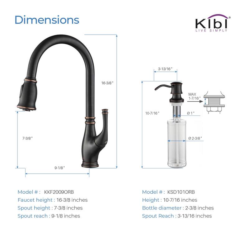 Summit Single Handle Pull Down Kitchen Sink Faucet with Soap Dispenser