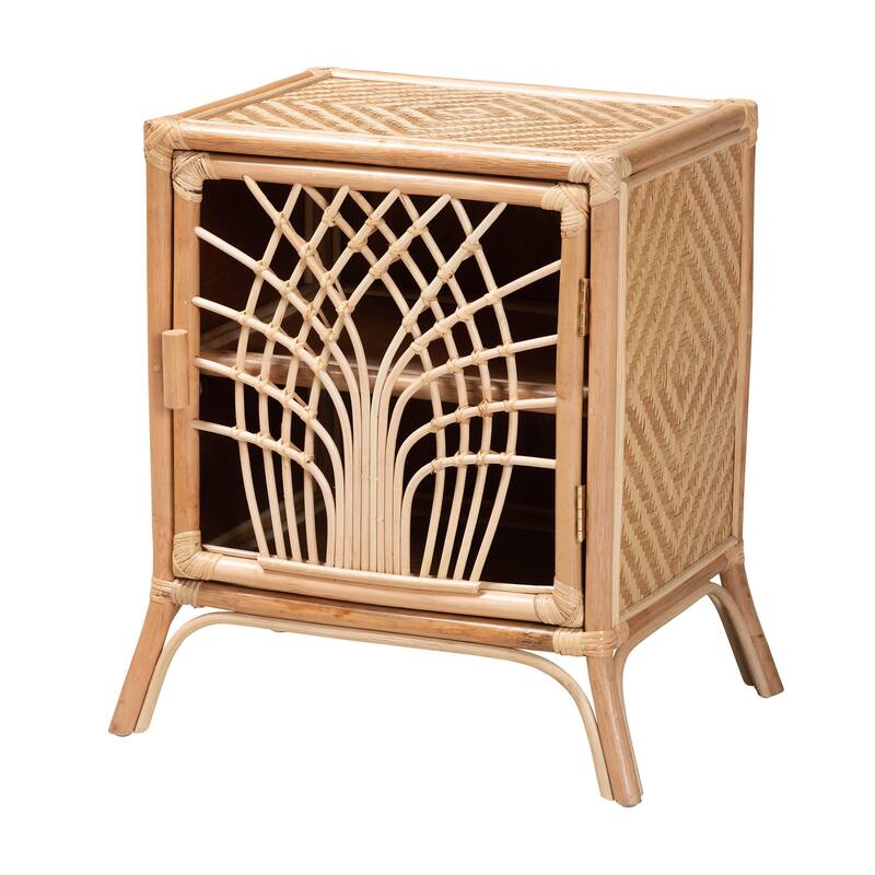 Danna Modern Bohemian Natural Brown Rattan Nightstand - Natural Brown