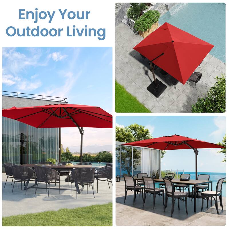 Pellebant 9 FT x 12 FT Outdoor Patio Cantilever Umbrella with Base Stand