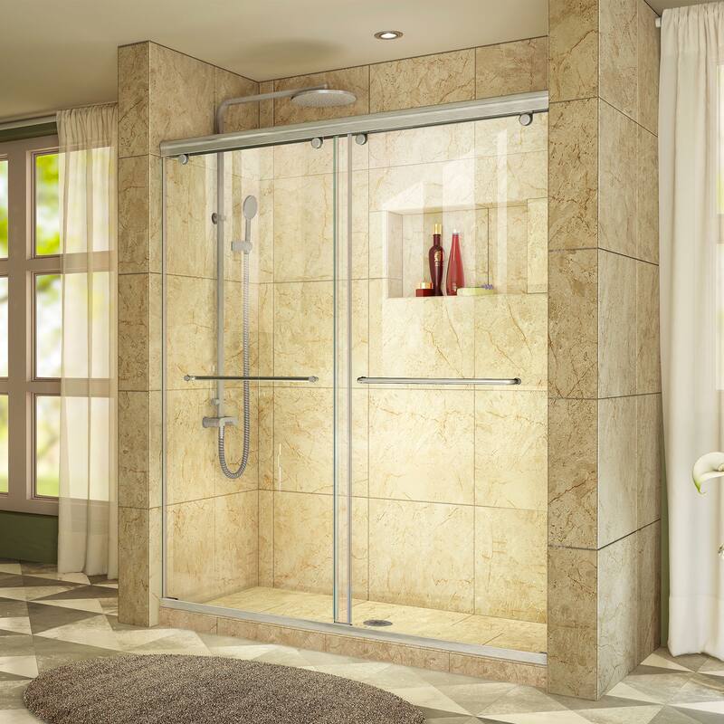 DreamLine Charisma 56-60 in. W x 76 in. H Frameless Bypass Sliding Shower Door - 56" - 60" W - Brushed Nickel Finish