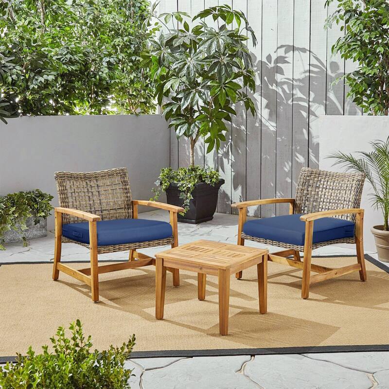 Aoodor Outdoor Removable Chair Cushion with Hidden Zipper（Set of 2） - 23''x26'' - Navy Blue