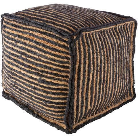 The Curated Nomad Verbalee Modern Striped 18-inch Cube Pouf
