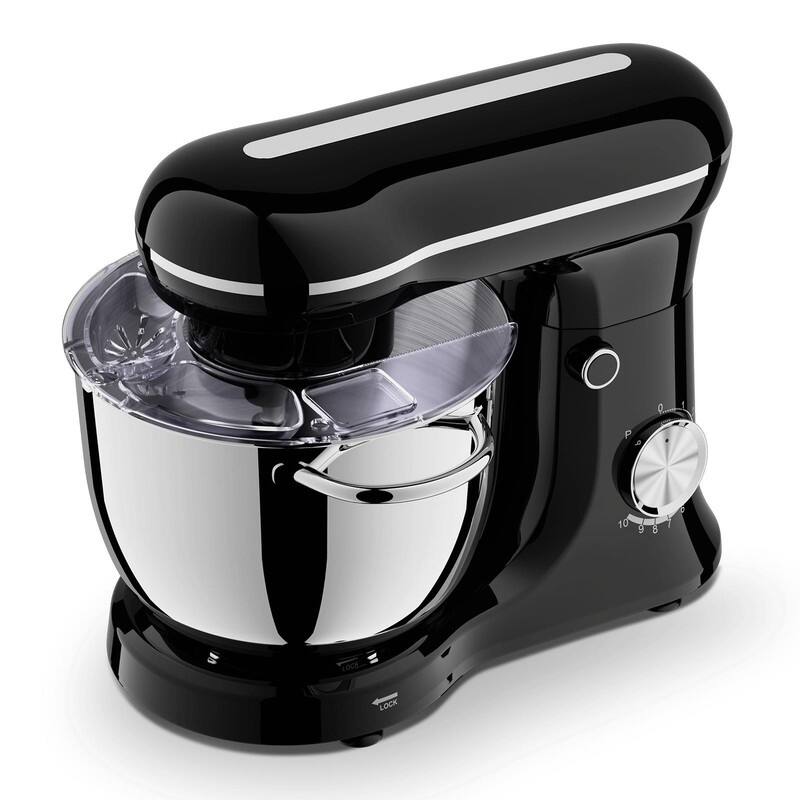 Plum Chef 5L Electric Food Mixer, 10-Speed Portable Kitchen Mixer with Egg Whisk, Dough Hook, Flat Beater & Dishwasher - Black