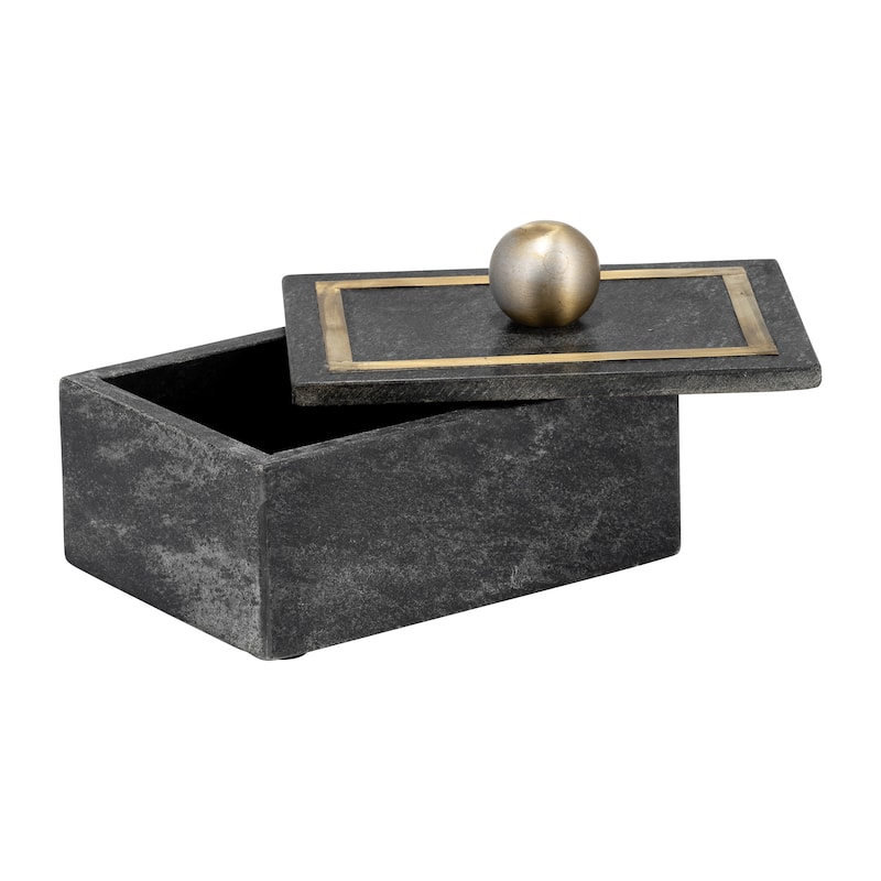 Decorative Box Marble Stone Metal Brass Modern Storage Container with Removable Lid