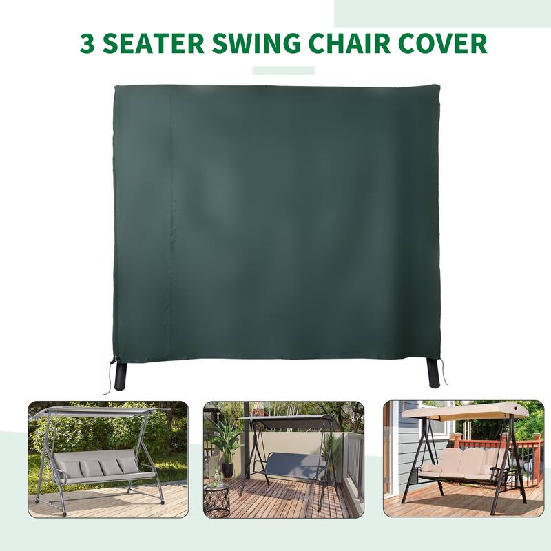 Outdoor Swing Chair Cover Waterproof with Drawstring and Zipper - 80.75"L x 48.75"W x 64.5"H