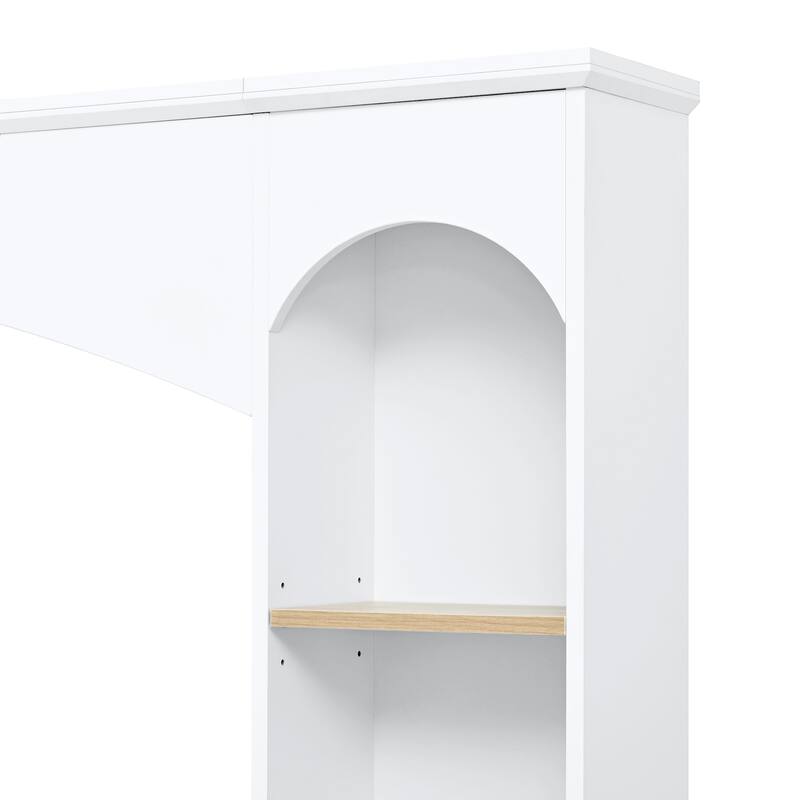 91" Arched Entertainment Center TV Stand with Bookshelves, Farmhouse Media Console, Large Wood Wall Unit for TVs Up to 70"