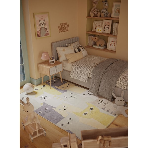 slide 2 of 4, Ginza Six Washable Cat Scratch Whiskers Kids Rug