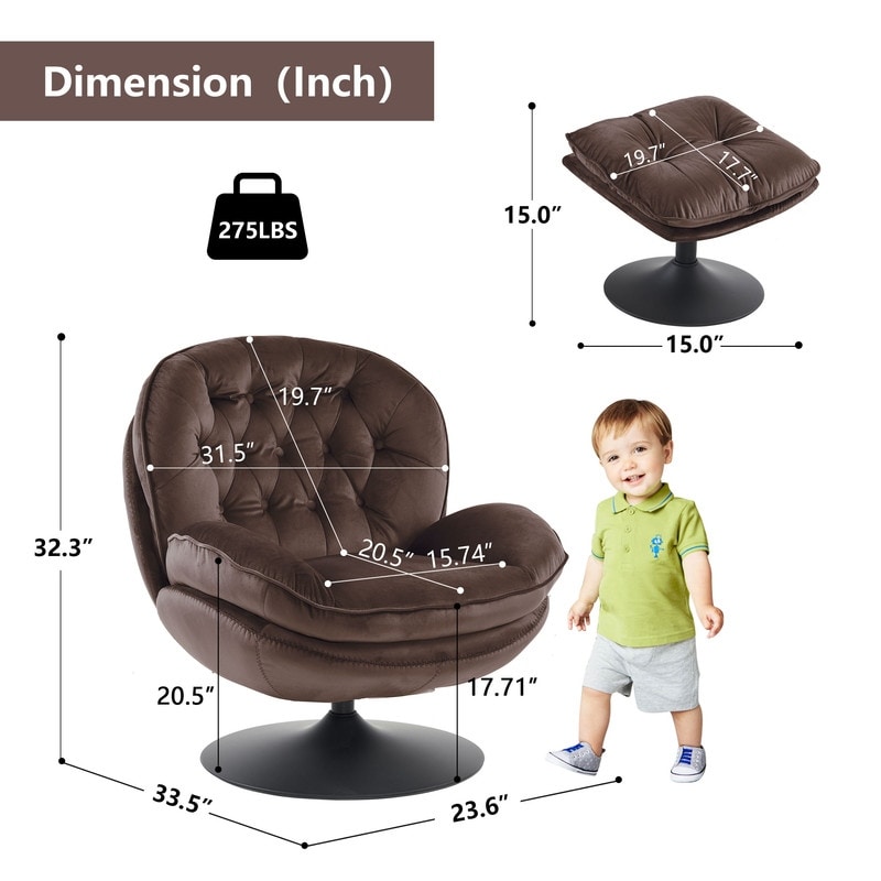 Velvet Swivel Accent Chair with Ottoman Round Reading Accent Chair Foot Stool Ottoman Set 360 Swivel Metal Frame Bed Bath Beyond 40280662