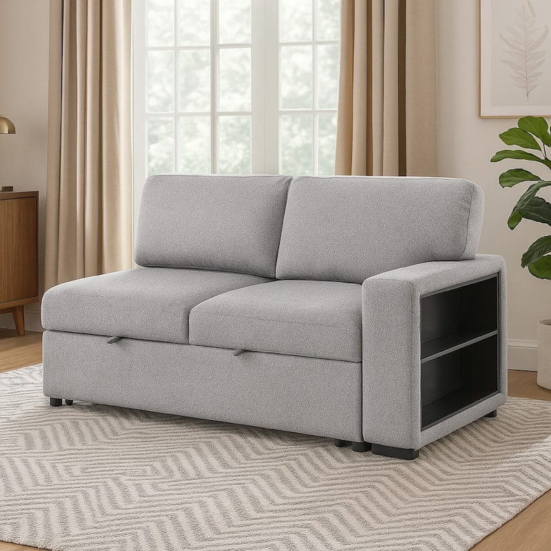 Ompa Modular Armless Sofa with Storage, Cloud Gray Boucle, 52 Inch