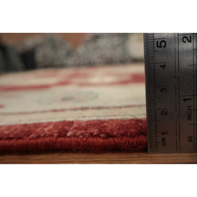 Hand Knotted Oriental 100% Wool Carpet Transitional Floral Red Oushak Area Rug - 12' 0'' X 9' 0''