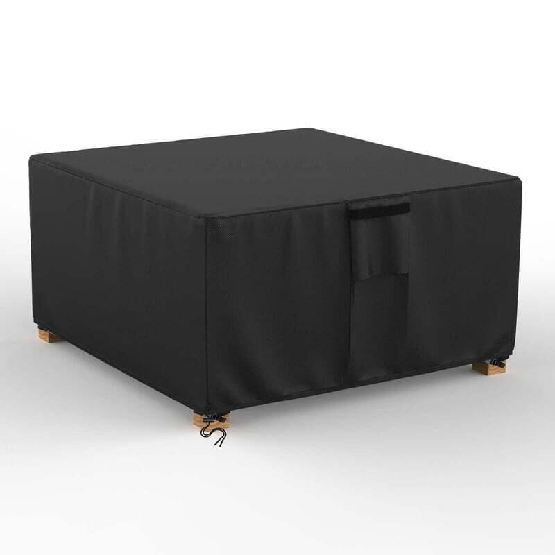 Square Fire Pit Cover Waterproof Patio Fire Table Cover 420D - 45"Lx45"Wx25"H