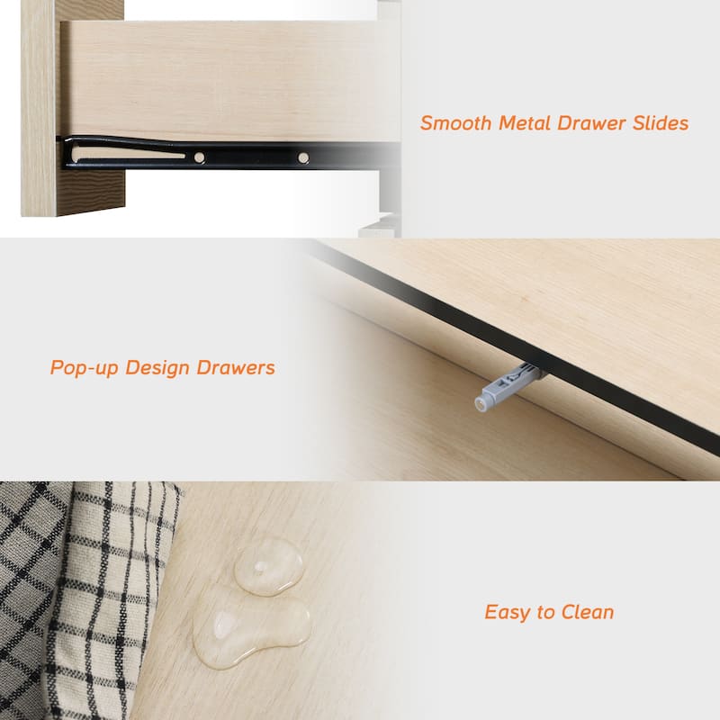 WAMPAT Modern Sideboard Buffet Cabinet with 9 Drawers, Multifunctional Sideboard with Large Storage and T-Shaped Legs