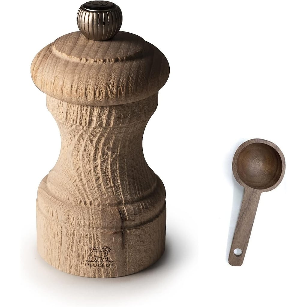 Peugeot Bistro Nature 4 Inch Pepper Mill - With Wooden Spice Scoop