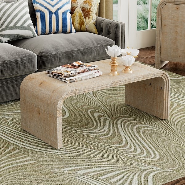 Minimalist Coffee Table with Curved Art Deco Design for Living Room or Dining Room - Bed Bath & Beyond - 40110977